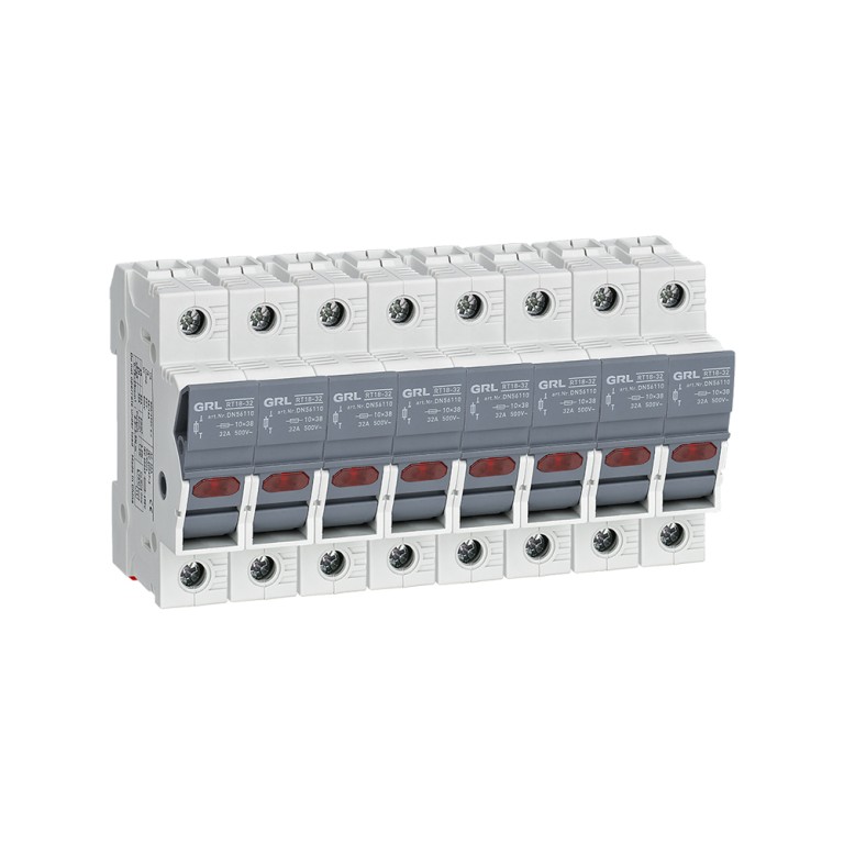 GRL 4 pole fuse holder RT18 Series AC and DC Din Rail Fuse Holder
