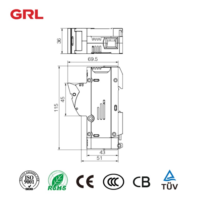 GRL Fusible holder Fuse Holder RT18-125 fuse size 22*58