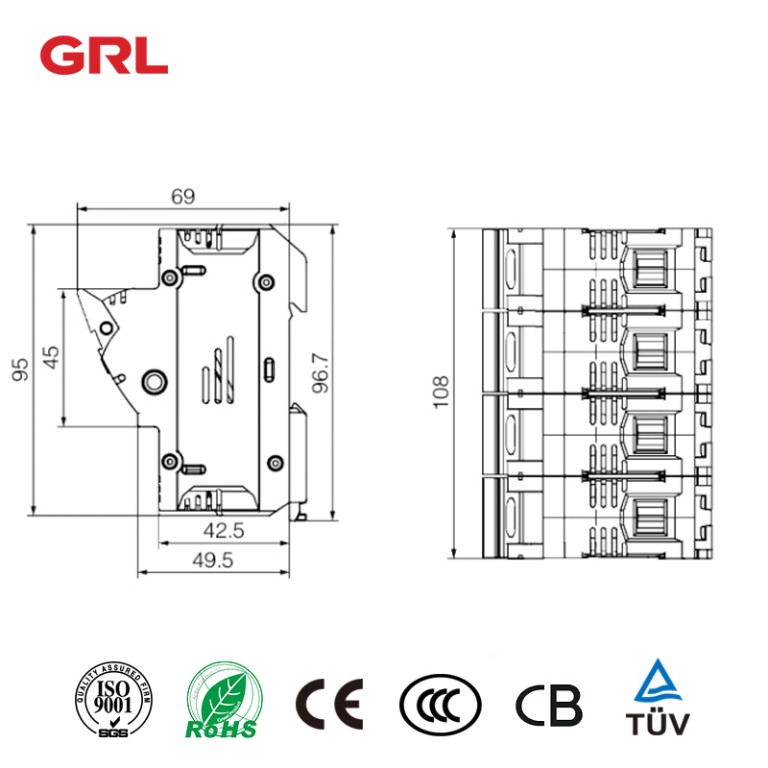 GRL Fuse Holder RT18X-63-3P+N with LED indicator fuse size 14*51