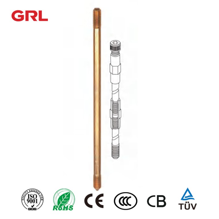 Earthing System Threaded Copper Bonded Earth Rods 11mm 16mm Copper Grounding Rod