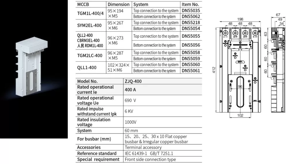 Breaker Adaptor Dimension 95*194*M5, 96*273*M6, 96*287*M5, 102*324*51*M6