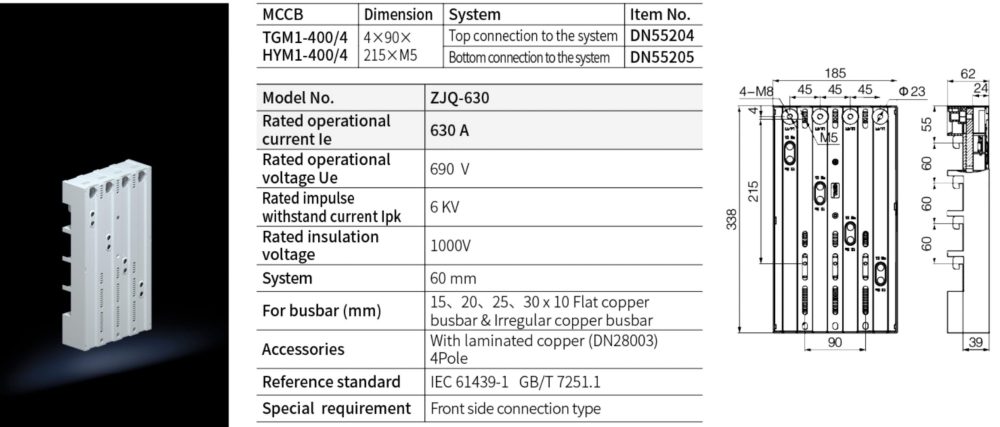 Dimension 4*90*215*M5 Breaker Adaptor 