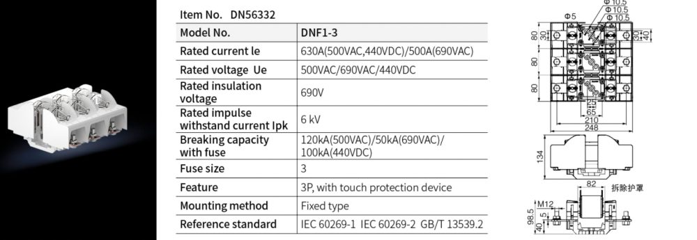 DNF series nh fuse holder 3